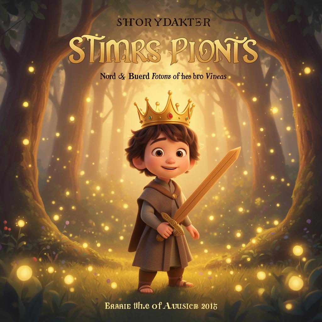 Personalised storybook cover featuring a brave young hero with a golden crown