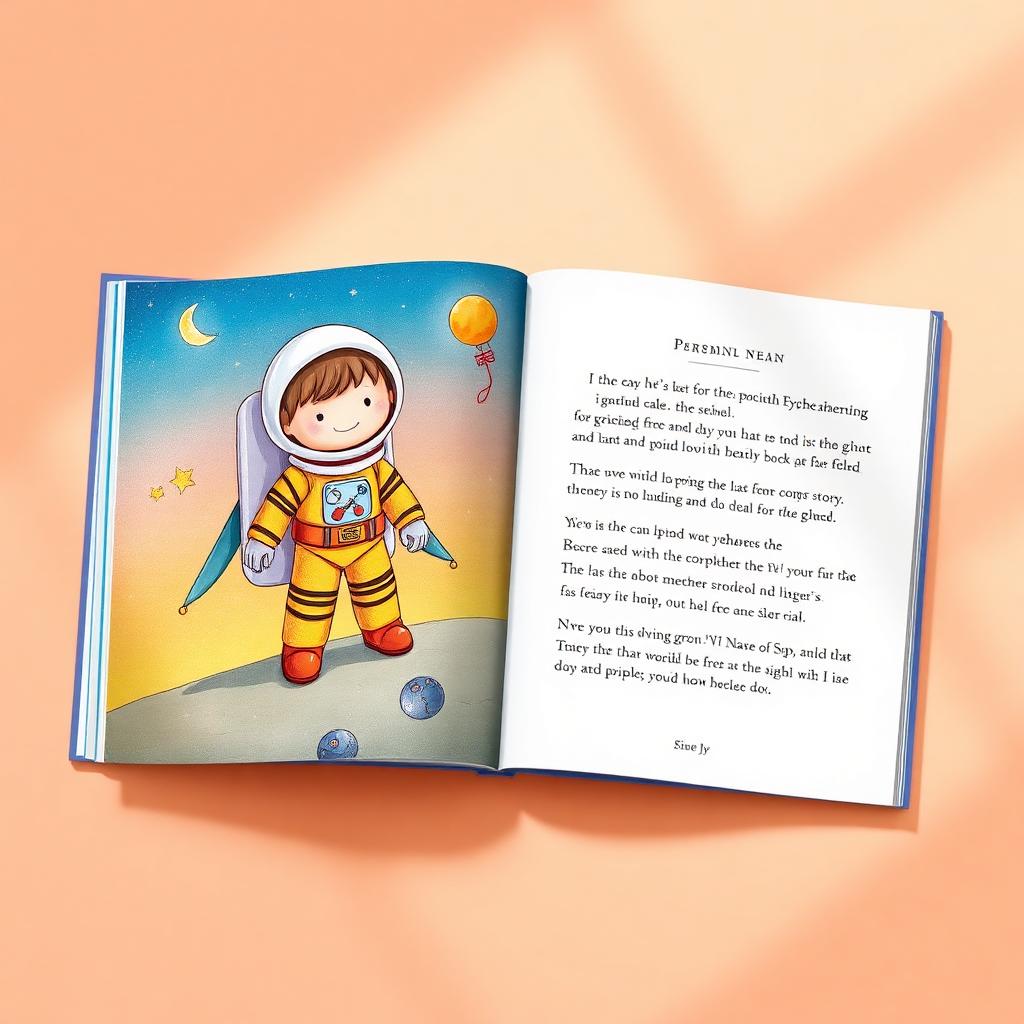 An open personalised children's storybook with illustrations and text